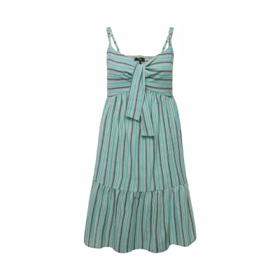 Abbildung von Ulla Popken Striped Spaghetti Strap MIDI Freizeitkleid, Damen, Größe: 50/52, Turquoise green