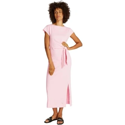 Abbildung von Tommy Hilfiger KNOT BOAT MIDI Dress Jerseykleid, Damen, Größe: XXL, Classic pink