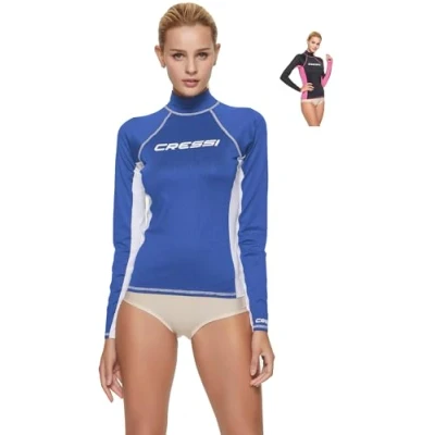Abbildung von Cressi Damen Rash Guard Lady Long Sleeve Schutzhemd mit langen Ärmeln, UV Schutz (UPF), Royal Blau/Weiß, M/3 (40)