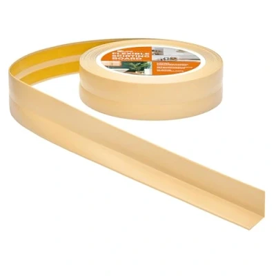 Abbildung von Weichsockelleiste Selbstklebend 30 mm x Knickleiste Abschlussleiste für Küche Badezimmer Dichtungsband PVC Flexibel Wasserdicht Dekorativ 5 Meter Creme