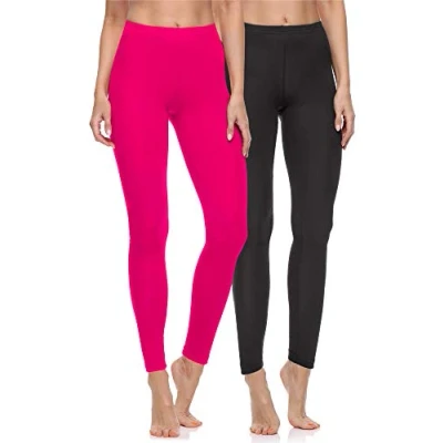 Abbildung von Merry Style 2er Pack Leggings Damen Baumwolle für das ganze Jahr Bequeme Blickdicht Ideal Yoga Sport Gym und Freizeit MS10 198 (Schwarz/Amaranth, M)