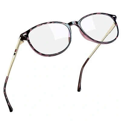 Abbildung von Joopin Retro Blaulichtfilter Brille Damen Ohne Stärke und Blaufilter Herren Bildschirmbrille Blue Light Glasses for PC and TV(Rosa)