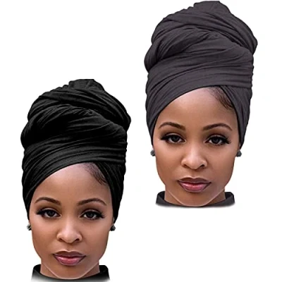 Abbildung von DRESHOW Haarwickel für Schwarze Damen Schal Turban Langes Haar Kopfwickel Kopftuch Weiche Stirnband Schals Gap