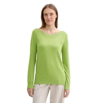 Abbildung von TOM TAILOR Damen Strickpullover mit U Boot Ausschnitt, 36885 PEA Green Melange, M