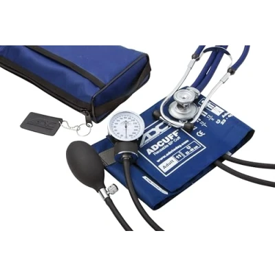 Abbildung von ADC Taschen Aneroid /Stethoskop Set für Erwachsene Pro&#039;s Combo II SR mit Blutdruckmessgerät Prosphyg 768 und Stethoskop Adscope Sprague 641 passender Nylon Transporttasche, königsblau