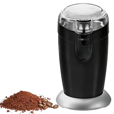 Abbildung von Clatronic® elektrische Kaffeemühle Edelstahlschlagmesser Fassungsvermögen 40 Gramm 120 Watt Motor Edelstahl Bohnenbehälter KSW 3306 schwarz