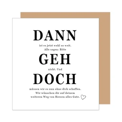 Abbildung von Edition Seidel Premium quadratische Glückwunschkarte zum Abschied mit Umschlag. Abschiedskarte Spruch für Frau Mann Kollegin Kollege Pension Rente Ruhe (ASQ112 SW025)