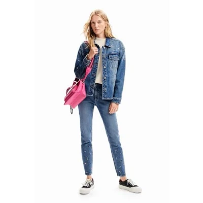 Abbildung von Desigual Pushup Floral Jeans Slim Fit, Damen, Größe: 44, Blue