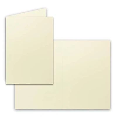 Abbildung von 50 Faltkarten B6 Vanille Blanko Doppel Karten 12 x 17 cm sehr formstabil für Drucker geeignet Serie: FarbenFroh