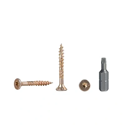 Abbildung von 100 Stück gelb verzinkter Stahl 3,0 x 30 mm Holzschrauben Torx Kopf Typ 17 Senkkopf Spanplattenschrauben (100, mm)