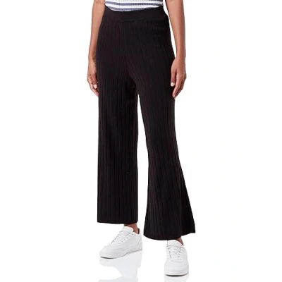 Abbildung von ONLY Stoffhose Feinstrick RIPP Stretch Pants Soft Bootcut Freizeit Trousers ONLTESSA, Farben:Schwarz 2,Größe Damen:XL/L32,Z Länge L30/32/34/36/38:L32