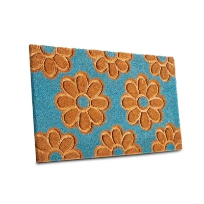 Abbildung von Hanse Home Fußmatte Kokos für Innen Schmutzfangmatte Natur, Kokosmatte Blumen Muster, rutschfest Fußabtreter Flur, Terrasse, Eingangsbereich 45x75cm