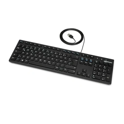 Abbildung von Amazon Basics Tastatur mit DE Layout, flach, USB kabelgebunden, mattschwarz