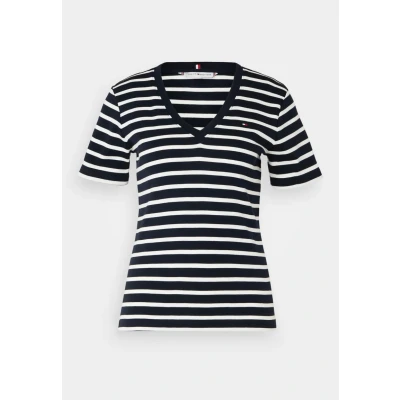Abbildung von Tommy Hilfiger SLIM CODY Tshirt basic, Damen, Größe: Small, Breton desert sky/ecru