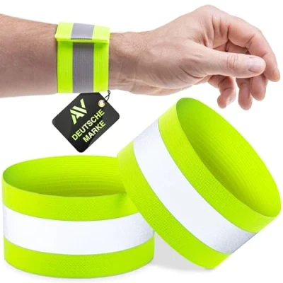 Abbildung von AVANA Reflektorband Reflektierendes Sicherheitsband Reflektor Elastisches Armband Sicherheit Joggen Fahrrad Kinder Reflexband (2er Set)