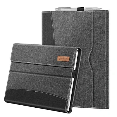 Abbildung von Fintie Hülle für Microsoft Surface Pro 7+ / 7 6 5 4 3 Multi Sichtwinkel Kunstleder Tasche Schutzhülle mit Dokumentschlitze, Type Cover kompatibel, Grau