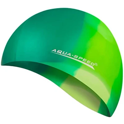 Abbildung von Aqua Speed Bunt Badekappe + Kleines Mikrofaserhandtuch Damen &amp; Herren wasserdichte Schwimmkappe Bademütze Badehaube Schwimmhaube Swimming Cap Waterproof for Kids 56. / 63