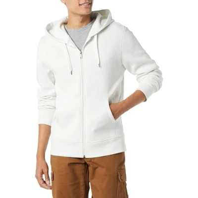 Abbildung von Amazon Essentials Herren Fleece Kapuzenpulli mit durchgehendem Reißverschluss (erhältlich in den Größen Big &amp; Tall), Weiß, XL
