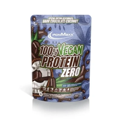 Abbildung von IronMaxx 100% Vegan Protein Zero Dark Chocolate Coconut 500g zuckerfreies und proteinreiches Eiweißpulver aus 4 Komponenten veganes Proteinpulver ohne Aspartam