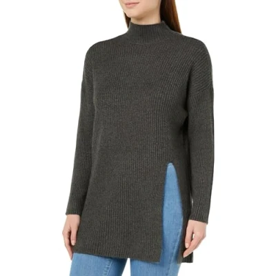 Abbildung von ONLY Damen Onlkatia Ls Long Slit Highneck Knt Dark Grey Melange S