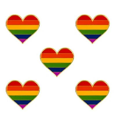 Abbildung von 5 Stück Regenbogen Stolz Herz Gestalten Abzeichen Brosche Emaille Anstecknadel