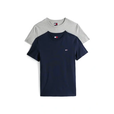 Abbildung von Tommy Jeans 2 PACK Tshirt basic, Herren, Größe: 44, Grey/dark night navy