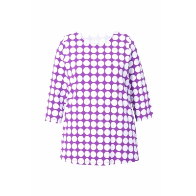 Abbildung von Ulla Popken Damen große Größen Übergrößen Plus Size Shirt, Dots, A Linie, Rundhals, 3/4 Arm, Pima Cotton