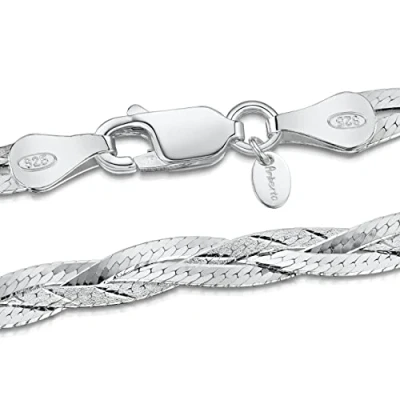 Abbildung von Amberta Damen 925 Sterling Silber Kettenhalskette 5 mm Fischgrätenmuster Design Länge 45 cm: