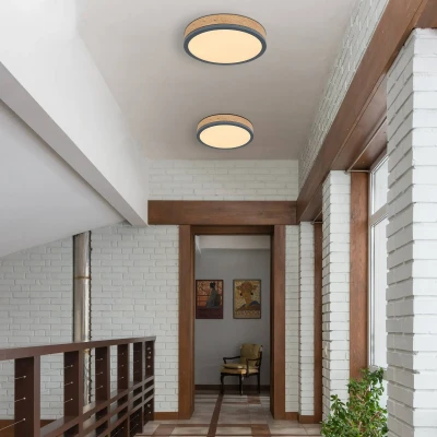 Abbildung von GLOBO LIGHTING Deckenleuchte »DORO Deckenlampe«, Leuchtmittel LED Modul fest integriert, Graphit, LED, 3000 K, 950 lm, Metall Holzoptik, warmweiß
