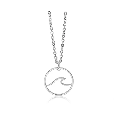 Abbildung von Nuoli® Kette Welle Damen Silber (45 + 5cm verstellbar) Halskette mit Wave Schmuck Anhänger für Frauen &amp; Mädchen, aus Edelstahl