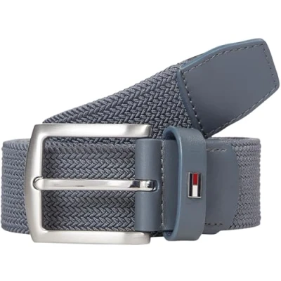 Abbildung von Tommy Hilfiger Herren Gürtel Denton Elastic 3,5 cm Geflochten, Grau (Overcast Grey), 100