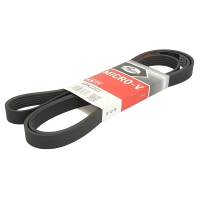 Abbildung von GATES Micro V 6PK2203 Keilrippenriemen 2203 6 Polyester, EPDM (Ethylen Propylen Dien Kautschuk) MERCEDES BENZ: W124 Saloon, Coupe, Estate