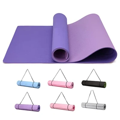 Abbildung von Good Nite Gymnastikmatte Yogamatte Fitnessmatte Rutschfest Trainingsmatte Sport Turn Matten Pilates Matte Bodenturnmatte Mit Tragegurt 183 x 61 0.6 cm(Dunkelviolett/Hellviolett)