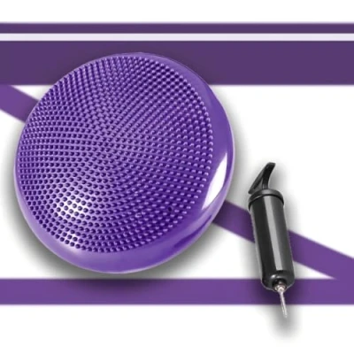 Abbildung von Kinder Erwachsene Balancekissen Ballsitzkissen mit Luftpumpe, Durchmesser 33cm Balance Training Yoga Matte Massage Board Physiokissen für Core, Koordination, Fitness Rückentraining Pad (Lila)