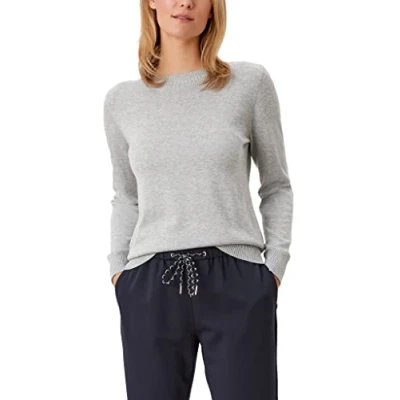 Abbildung von s.Oliver MIT Ubootausschnitt Strickpullover, Damen, Größe: 46, Grey melange