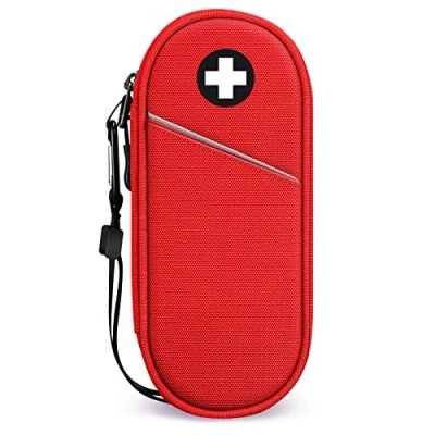 Abbildung von SITHON EpiPen Medical Tragetasche, tragbare Notfalltasche Isolierte Medikament Tasche Organizer für 2 EpiPens, Asthma Inhalator, Anti Histamin, Auvi Q, Allergy Medicine Essentials, (Rot)