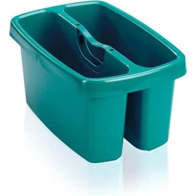Abbildung von Leifheit Eimer Combi Box mit 2 Kammern für Wasser und Putzutensilien, platzsparend stapelbarer Putzeimer, Aufbewahrungsbox