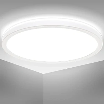 Abbildung von B.K.Licht Deckenlampe für das Bad indirektes Licht, ultraflach, neutralweiße Lichtfarbe, LED Deckenleuchte, Panel, Badlampe, Badezimmerlampe, Küchenlampe, Feuchtraumleuchte, 29x3,5 cm, Weiß