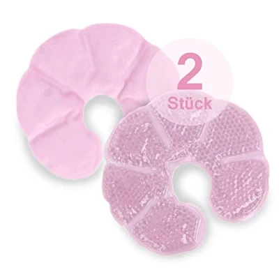 Abbildung von NEWGO 3 in 1 Kühlpads Brust Stillen, 2 Stück &amp; Wärmekissen für die Brust, Brusttherapie, Weicher Stoff Zurück Fleece(Rosa)