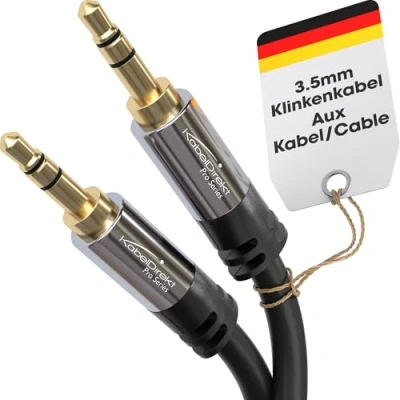 Abbildung von KabelDirekt Klinkenkabel Aux Kabel &amp; Audio 3.5 mm 0,5 m Erhältlich in 0,3 bis 10 Geeignet für (Kopfhörer Handy PC Laptop Auto HiFi Stereo)