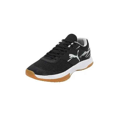 Abbildung von Puma Varion II Handballschuh, Herren, Größe: 46.5, Black/cool light gray/yellow blaze/gum Textil/synthetik