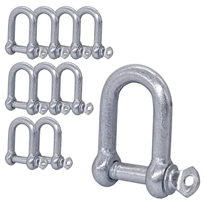 Abbildung von (10 Stück) Schäkel aus verzinktem Stahl, 6 mm, Clip mit Stift, D Ring Schäkelschlösser, robuste Takelage Stück, mm)