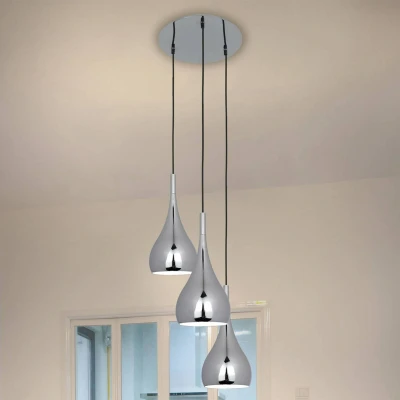 Abbildung von näve Pendelleuchte »Retro«, 3 flammig, Leuchtmittel E27 ohne Leuchtmittel, flammig Hängeleuchte, Pendelleuchte, 3xE27, Farbe: chrom