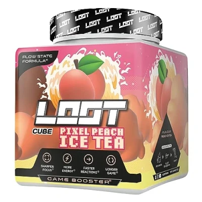 Abbildung von LOOT® Game Booster Konzentration, Ausdauer, Reaktionsfähigkeit 50 Servings (400g) mit Koffein &amp; 20 einzigartigen Inhaltsstoffen Flow State® Formel Pixel Peach