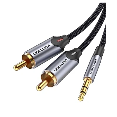 Abbildung von VENTION Klinke auf Cinch 3,5mm RCA Kabel Stereo Audio für Heimkino, Lautsprecher, Fernseher, Stereoanlage, Verstärker, PC, Autoradio, Smartphone 1,5m