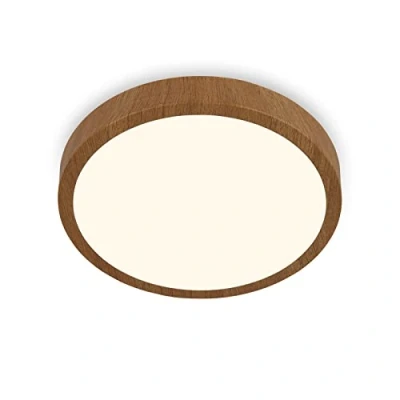 Abbildung von BRILONER Leuchten Deckenlampe LED, Deckenleuchte Holz, warmweißes Licht, Aufbaulampe, Aufbauleuchte, Holzoptik, Ø380x50 mm, 3725 014, Holzfarben