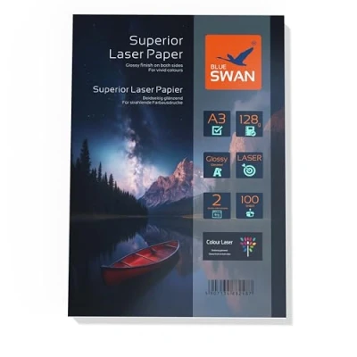 Abbildung von BLUE SWAN 100 Blatt A3 Superior Colour Laser Fotopapier Flyer Papier, 128g/qm, Glossy,glaenzend, beidseitig bedruckbar, Fuer allen normalen/Farblaserdruckern/Kopierern (Colour Laserdrucker)