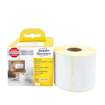 Abbildung von AVERY Zweckform AS0722430 Dymo LabelWriter Versandetiketten kompatibel zu S0722430 (54x101mm, 1 Rolle220 Paketaufkleber, selbstklebend, für LW Etikettendrucker/Beschriftungsgerät/Etikettenband)