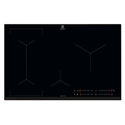 Abbildung von Electrolux Serie 600 Induktionskochfeld mit 4 Brennern, LIL83443 Bridge 80 cm, Hob2Hood® Technologie und flexible Kochzonen, 780 x 520 mm, schwarz