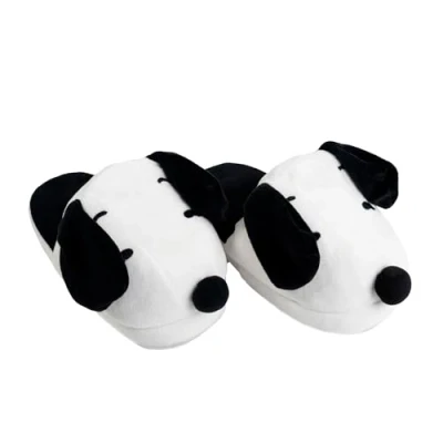 Abbildung von The Peanuts Snoopy 3D Hausschuhe mit Wackelohren für Damen und Herren Unisex Puschen Slipper Pantoffeln Weiß Schwarz (Weiß, EU Schuhgrößensystem, Erwachsene, Damen, Numerisch (von/bis), M, 38, 40)
